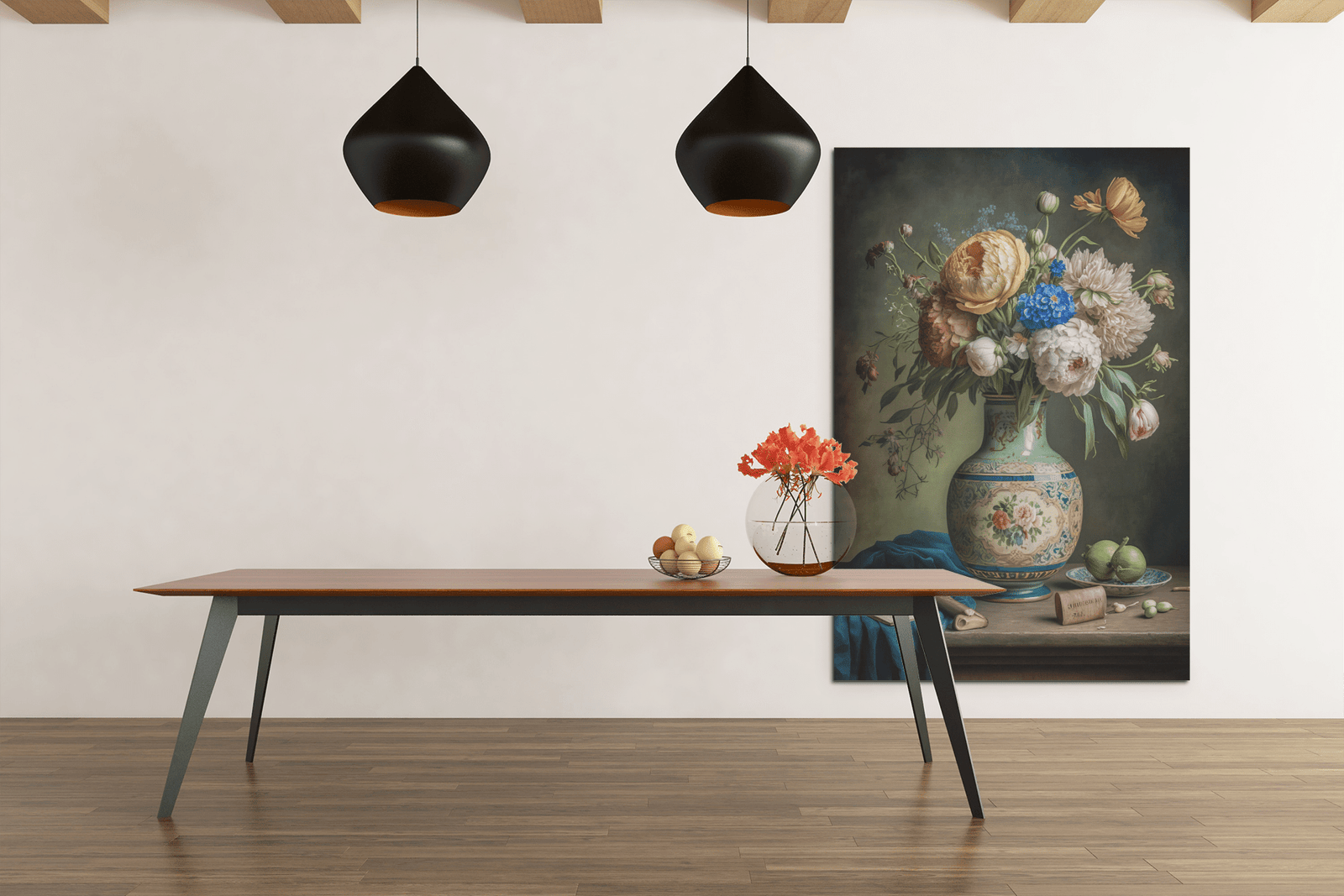 ALIVA 1175 vaas en bloemen canvas schilderij rechthoek e