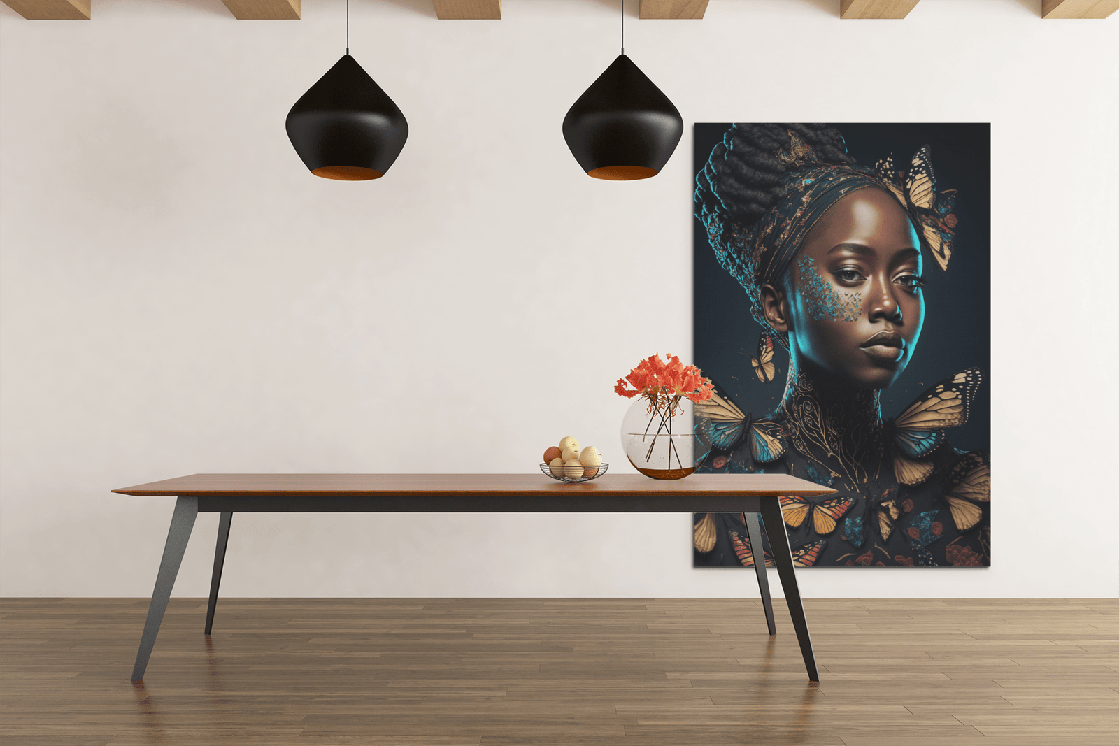 ALIVA 1200 vrouw met vlinders canvas schilderij rechthoek e min