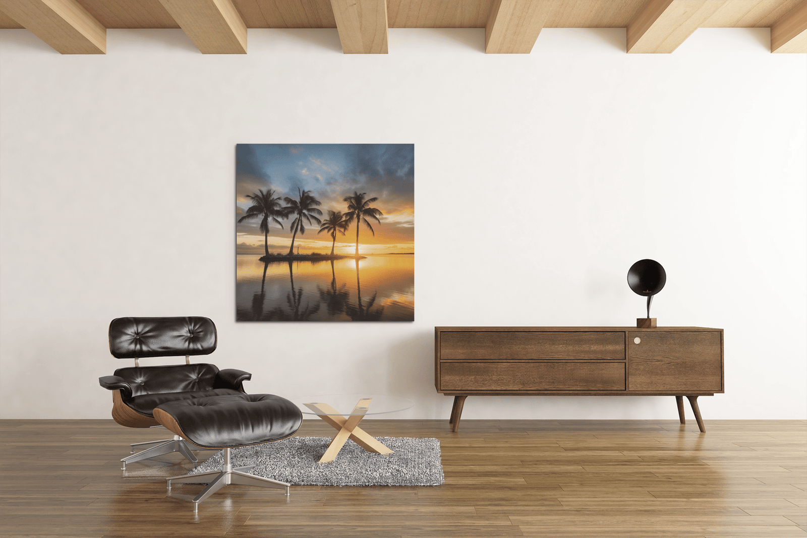 OEFE 1054 zonsondergang canvas shilderij vierkant d