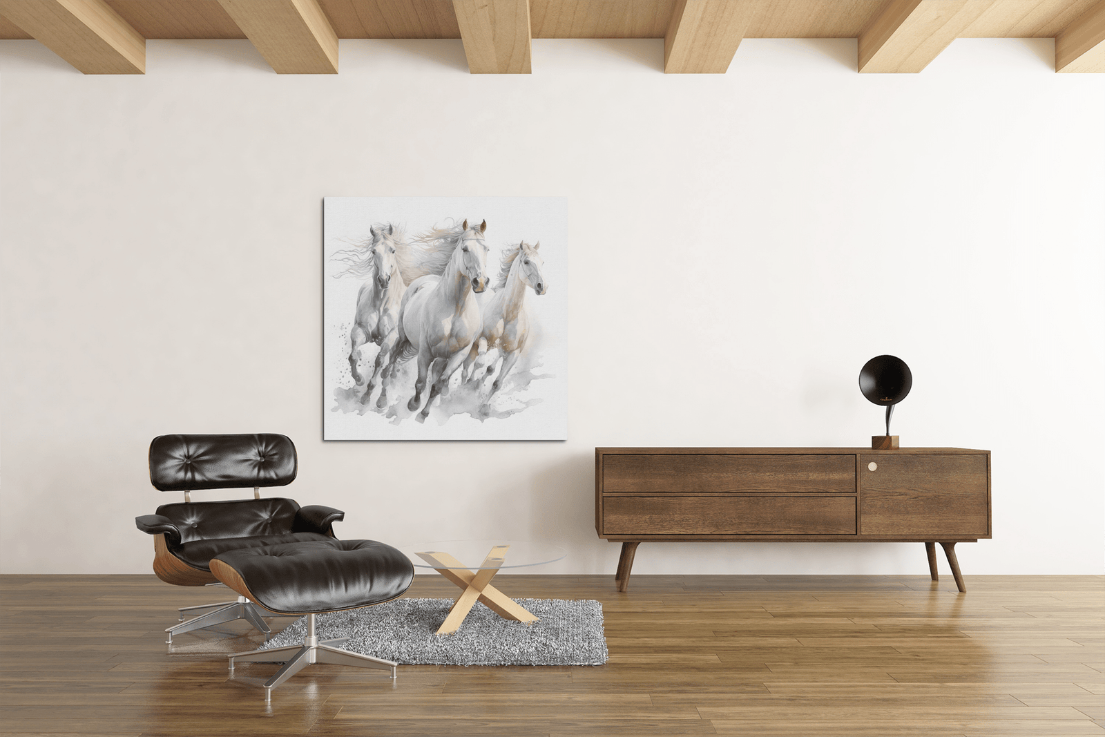 OEFE 1056rennende paarden canvas schilderij vierkant c
