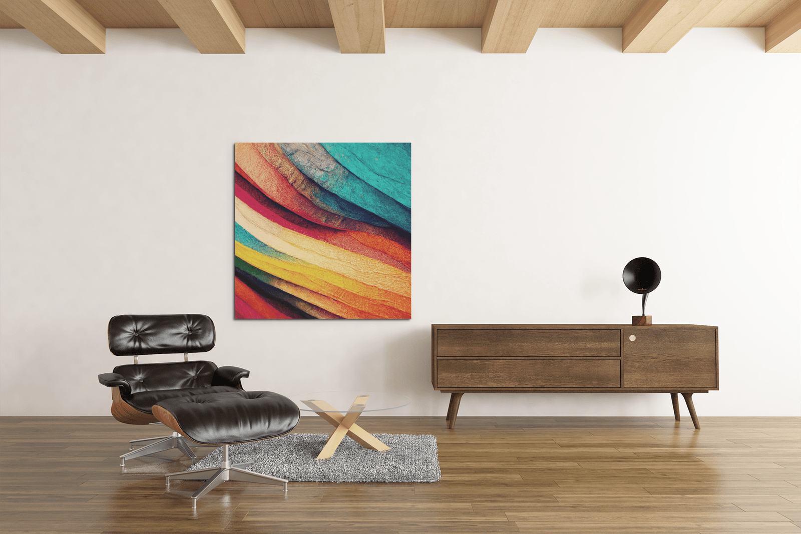 OEFE 1060 abstract kleurrijk canvas schilderij vierkant d