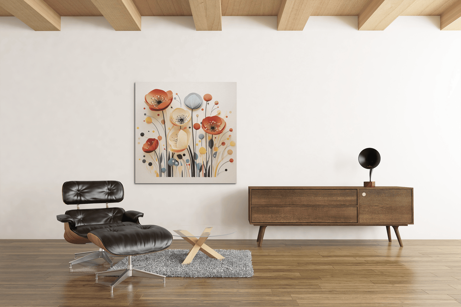 OEFE 1061 abstract bloemen canvas schilderij vierkant c