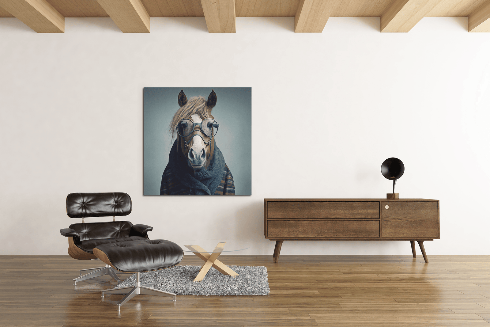 OEFE 1065 intellectueel paard canvas schilderij vierkant d