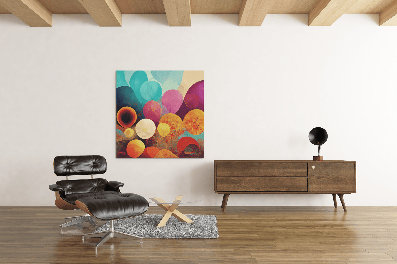 OEFE 1070 abstracte vormen canvas schilderij vierkant d