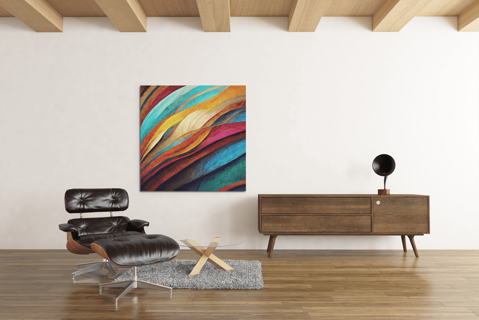 OEFE 1071 abstracte kleuren canvas schilderij vierkant d