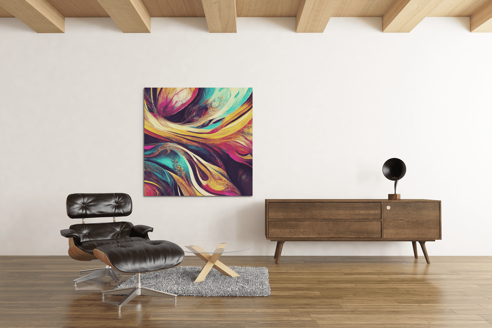 OEFE 1072 abstract kleuren canvas schilderij vierkant d
