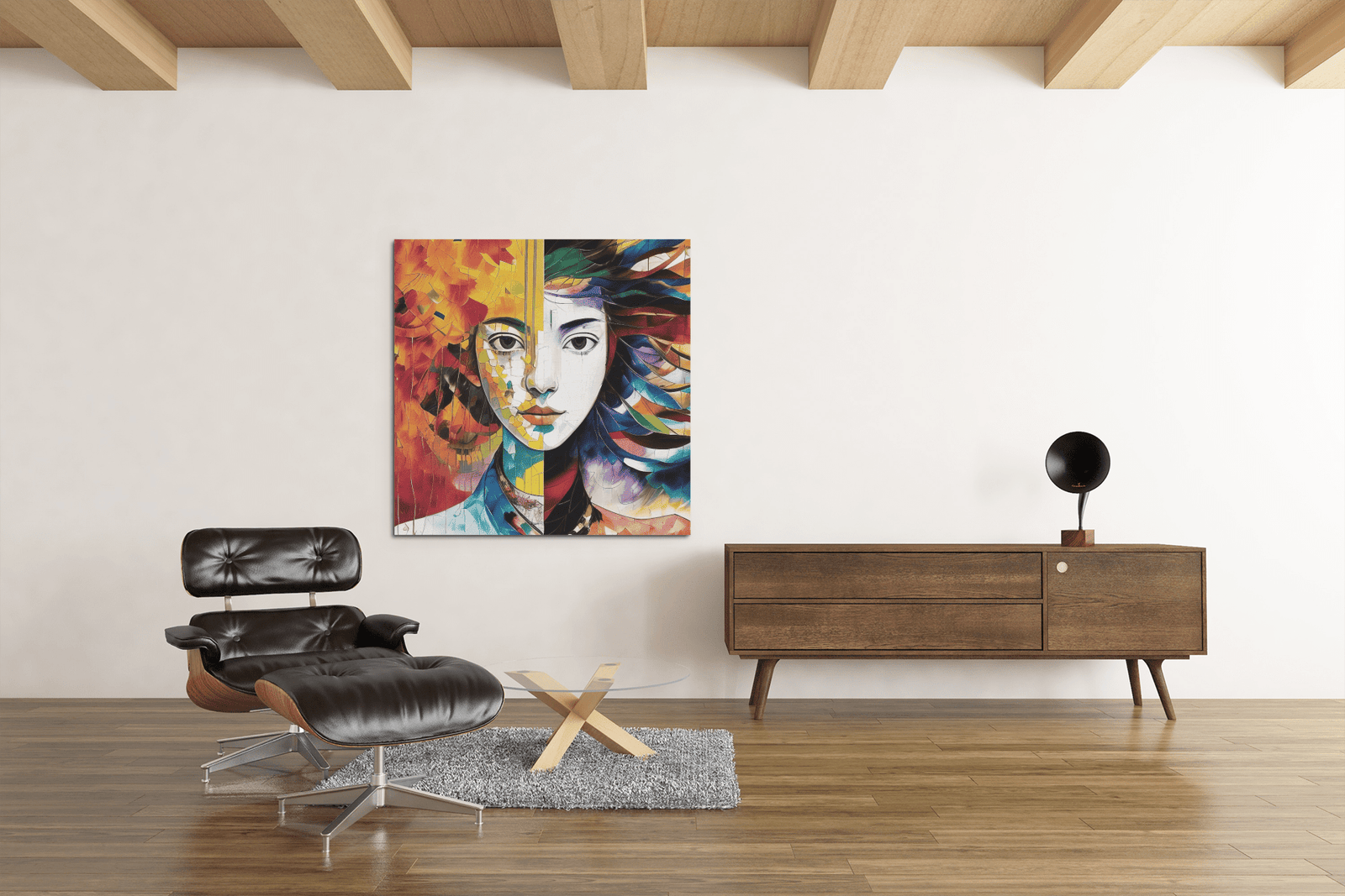 OEFE 1075 vrouw portret abstract canvas schilderij d