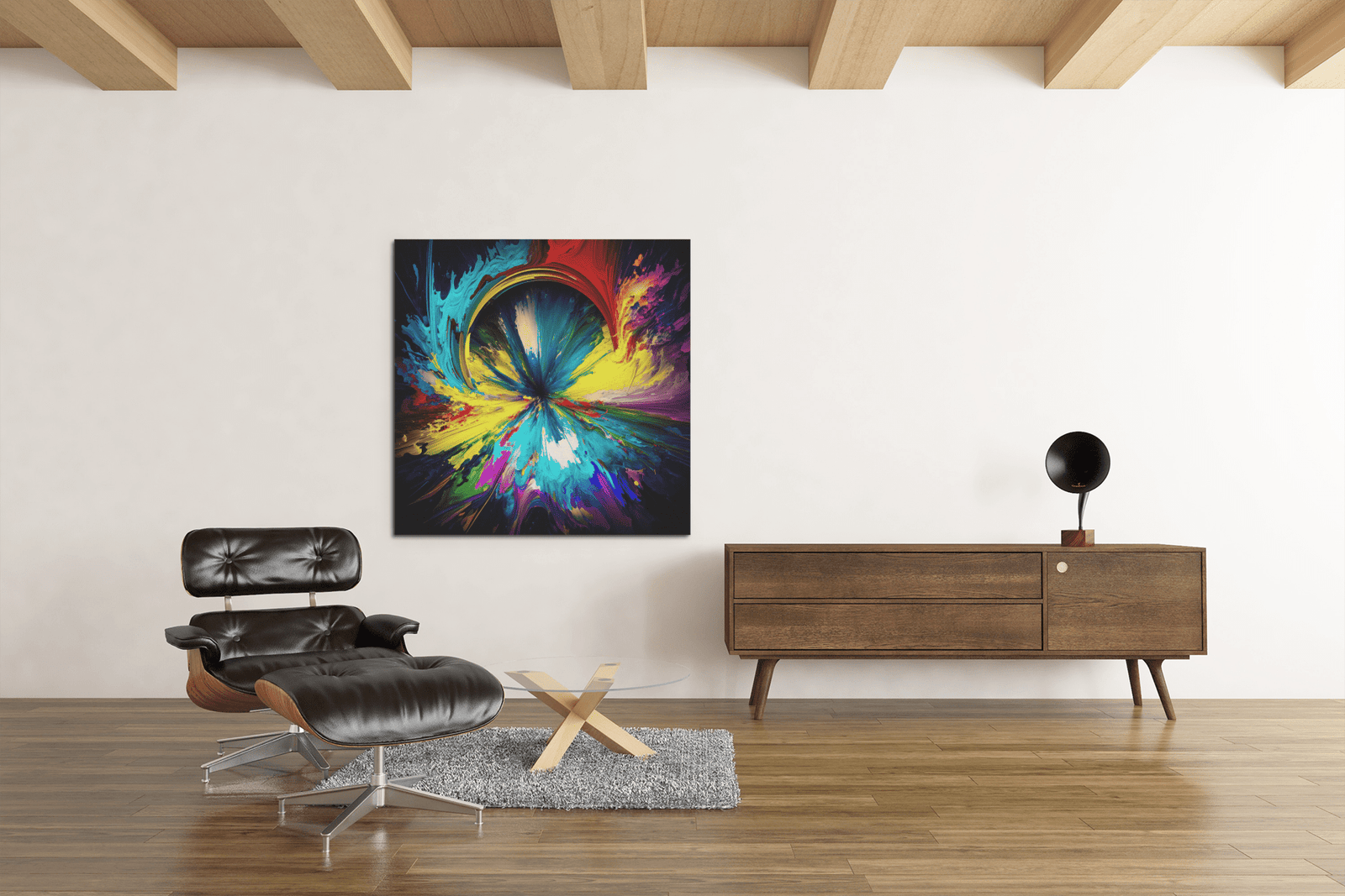 OEFE 1081 kleurrijke abstract canvas schilderij vierkant d