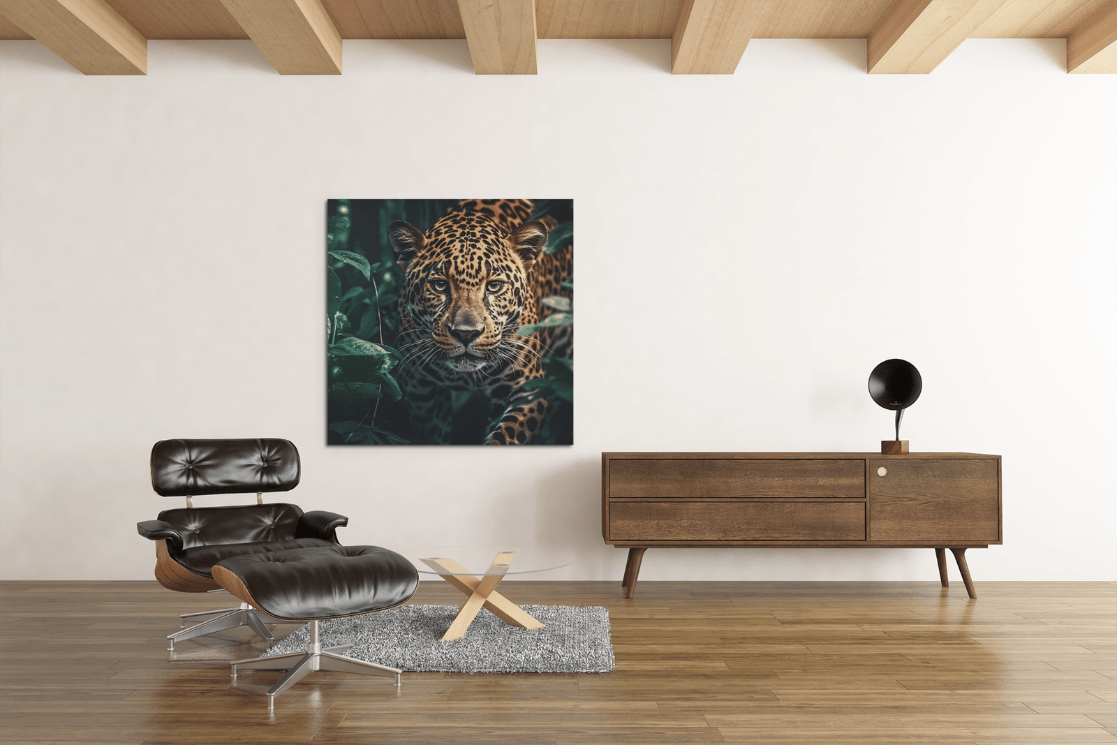 OEFE 1086 wilde dieren luipaard canvas schilderij vierkant d