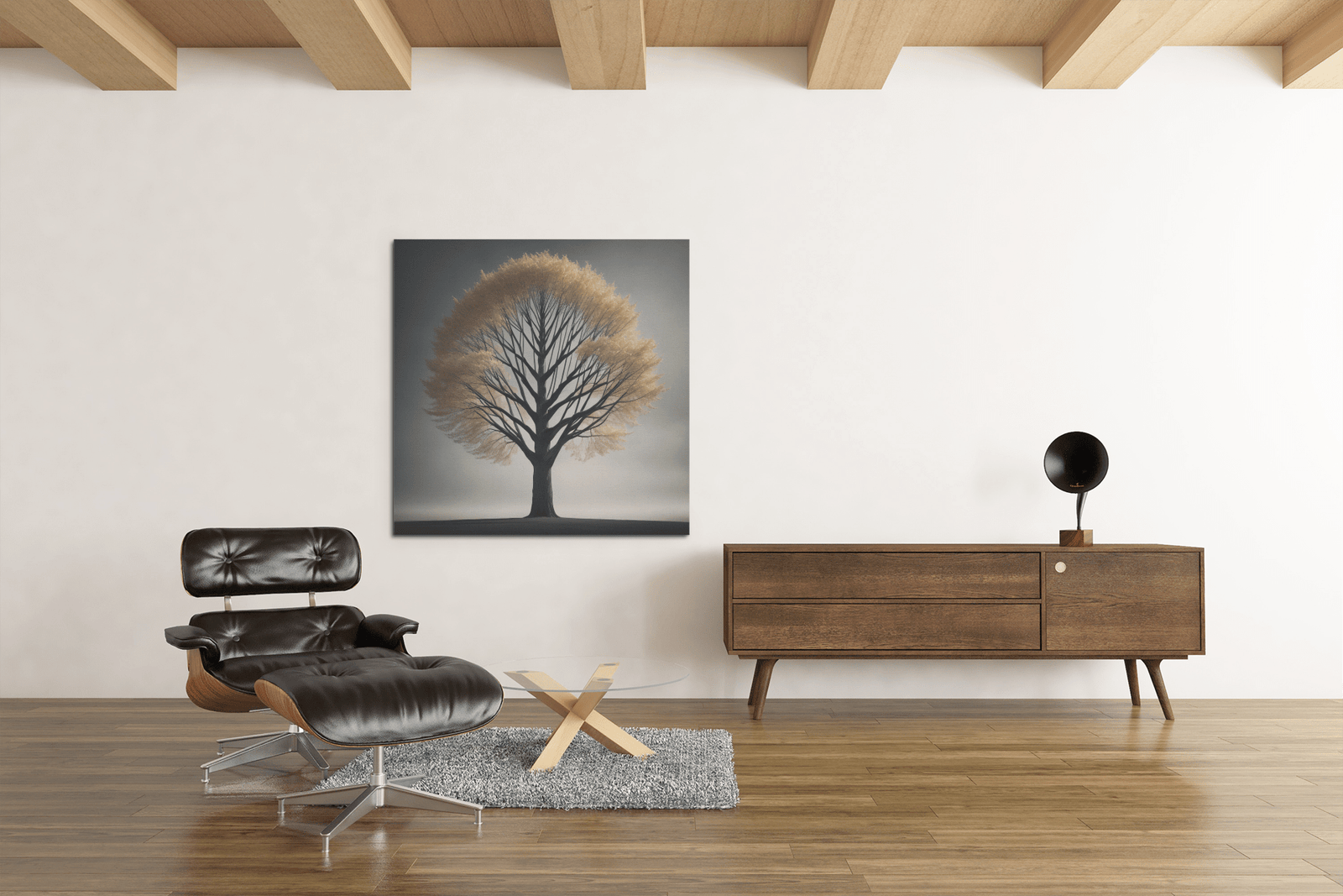 OEFE 1088 eenzame boom canvas schilderijvierkant d