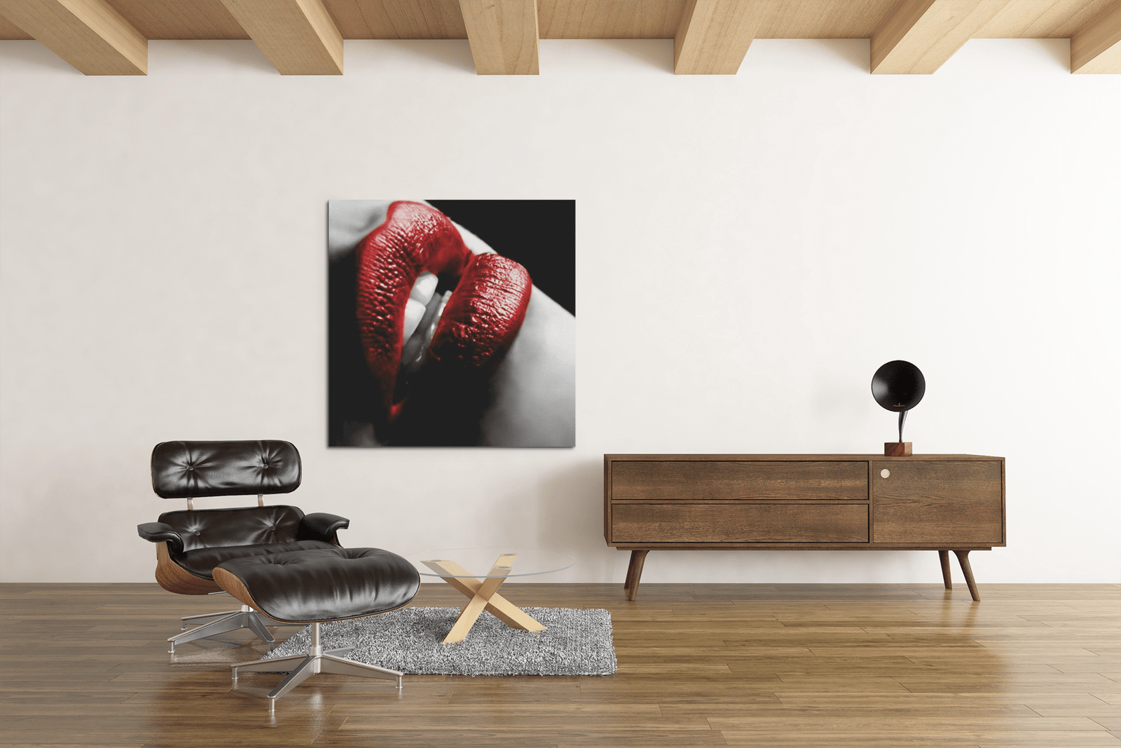 OEFE 1095 rode lippen canvas schilderij vierkant c