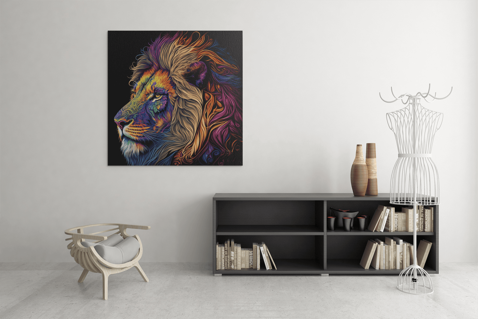 OEFE 1120 dierenkop leeuw canvas schilderij a