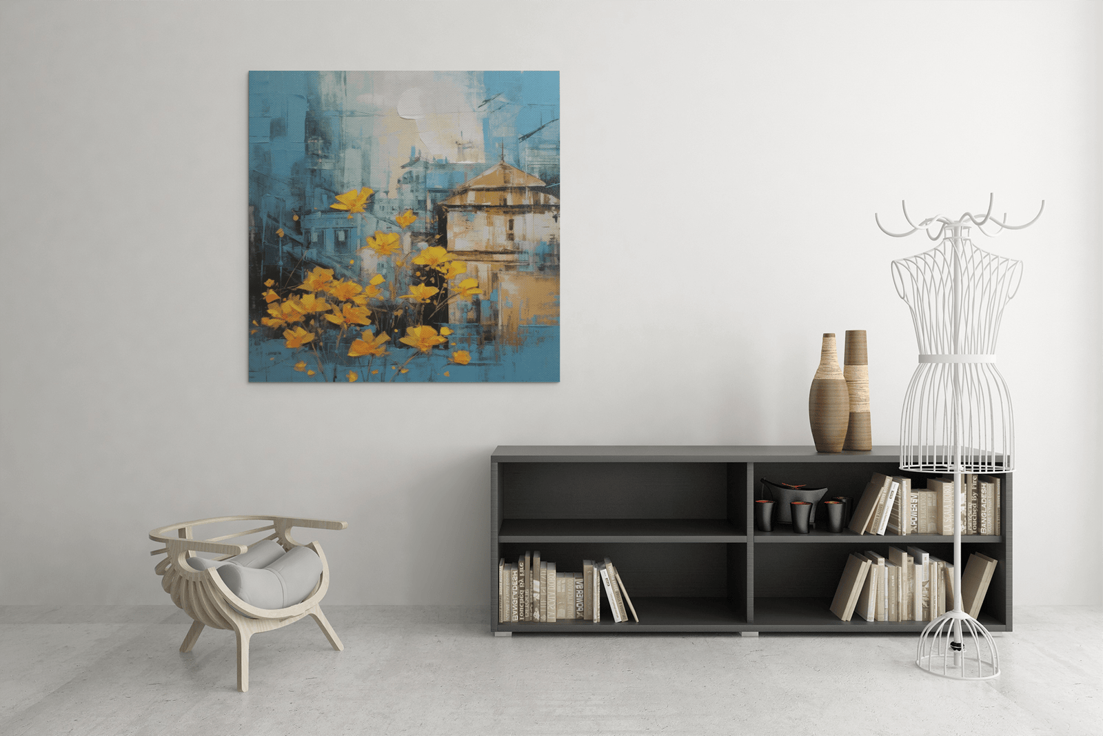 OEFE 1121 kunst gele bloemen canvas schilderij c