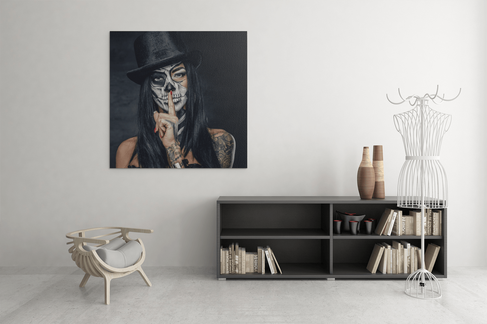 OEFE 1156 vrouw shhh canvas schilderij b