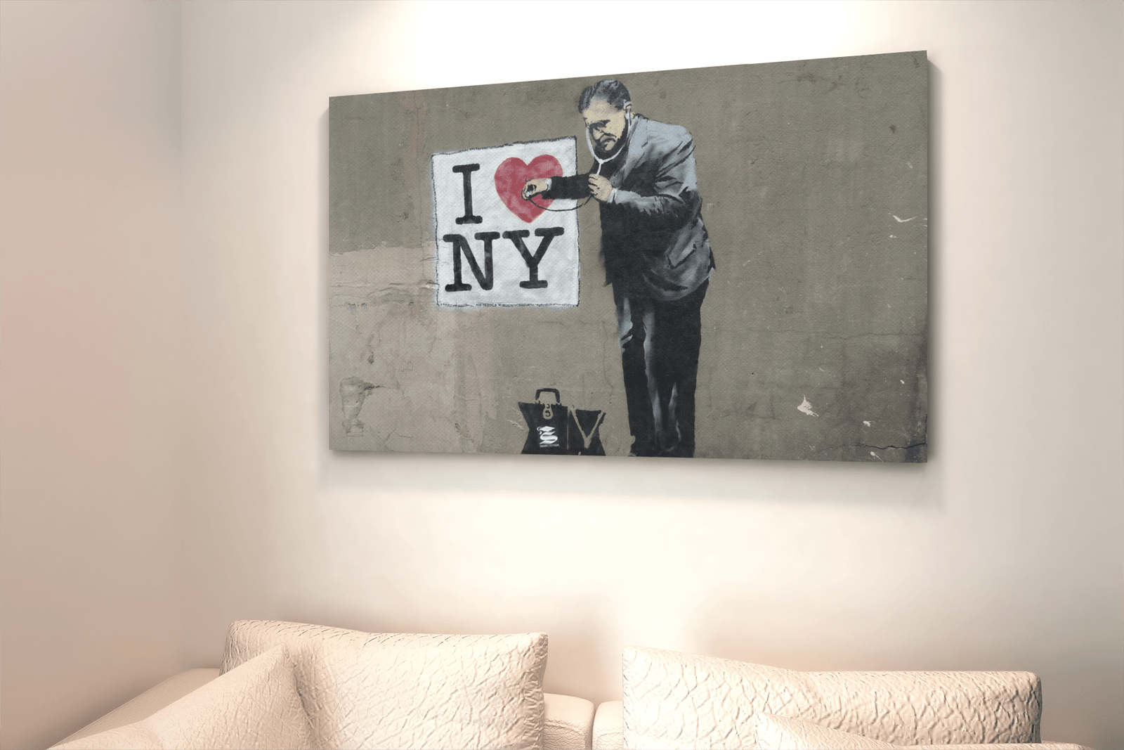 ALIVA 1239 banksy I love ny canvas schilderij c