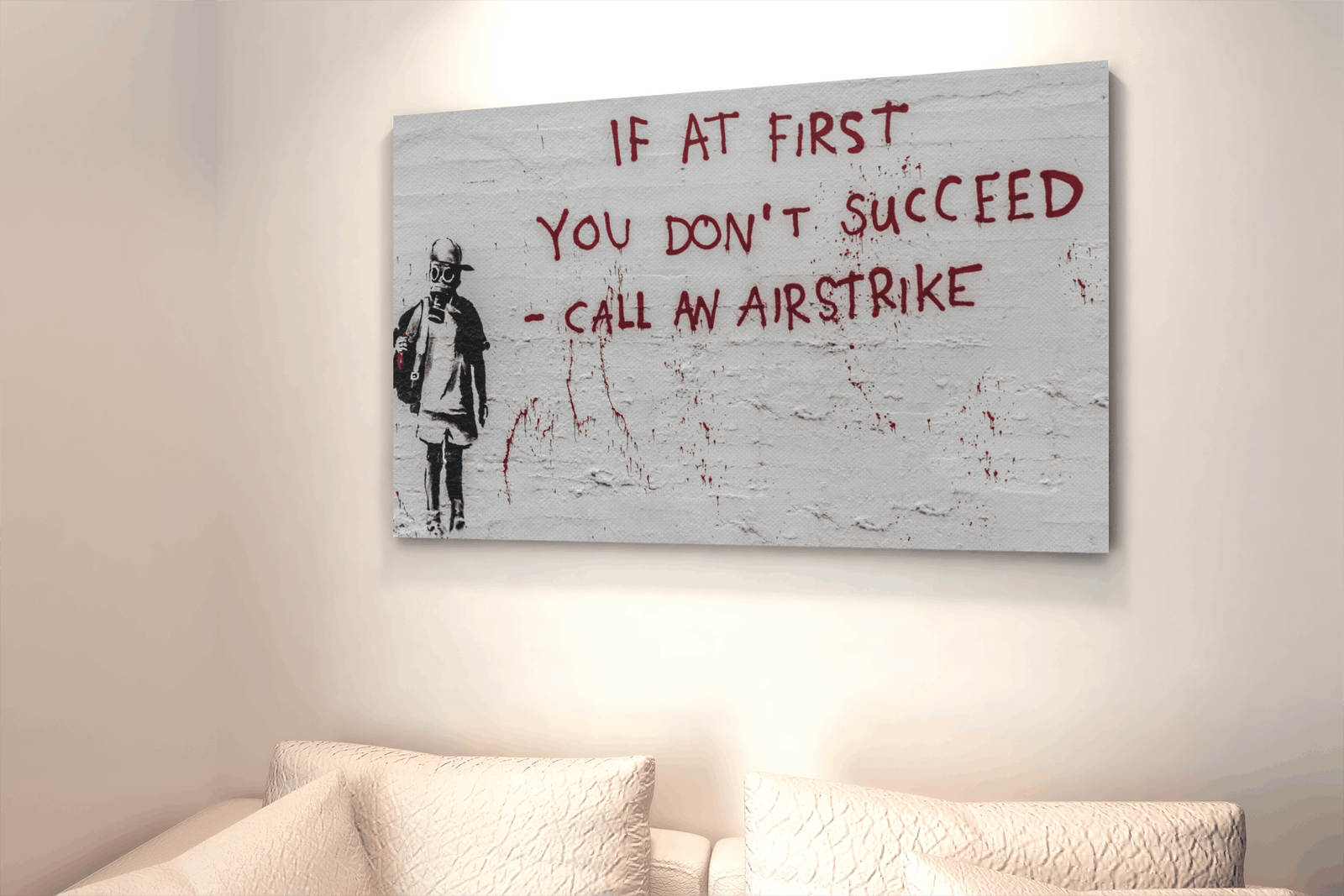 ALIVA 1240 banksy If at first you dont succeed call an airstrike canvas schilderij c