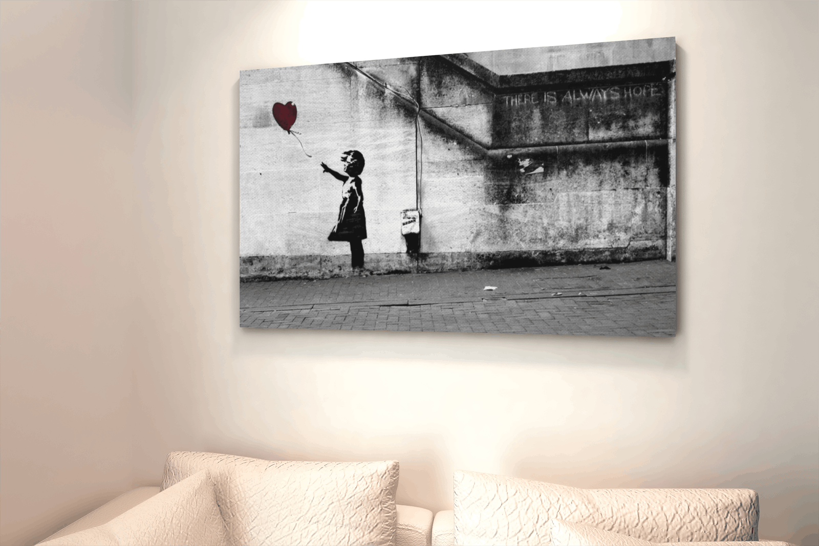 ALIVA 1241 banksy meisje en hart canvas schilderij c