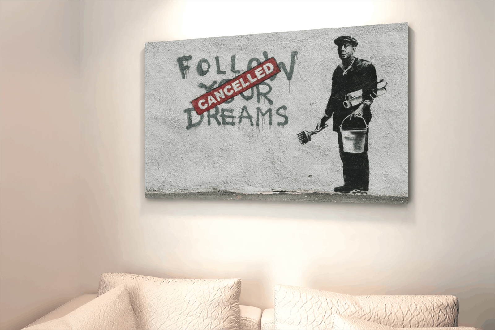 ALIVA 1242 banksy follow your dreams canvas schilderij b