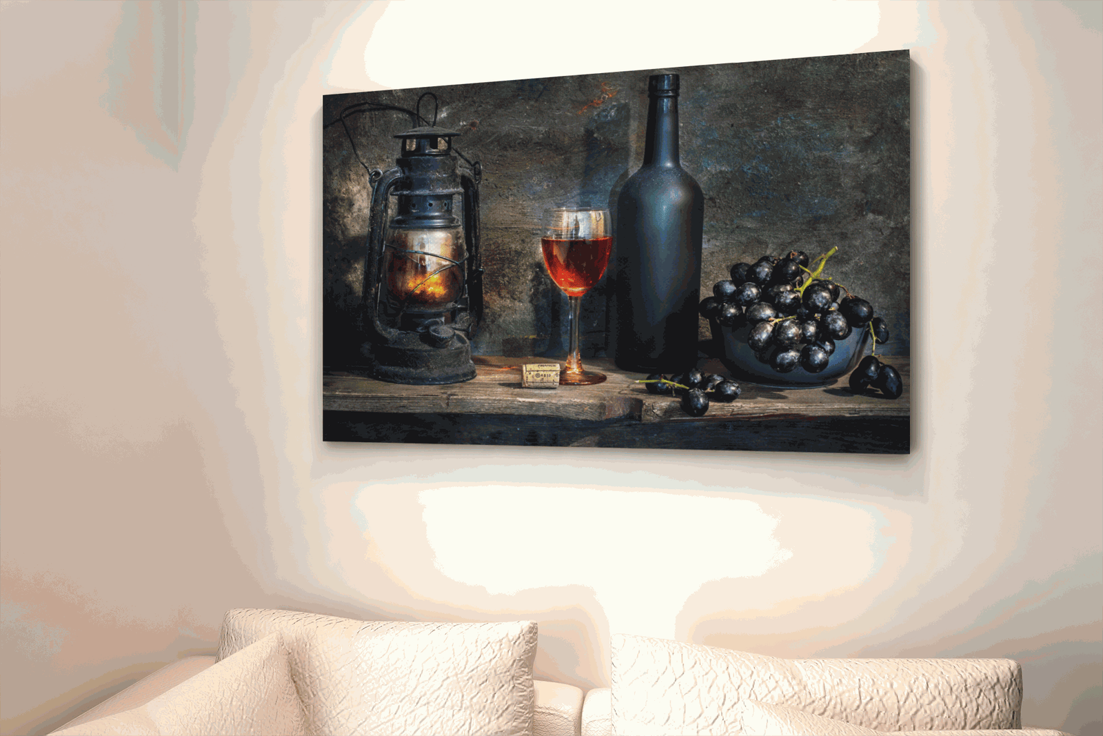 ALIVA 1248 wijndruiven en zaklamp canvas schilderij b