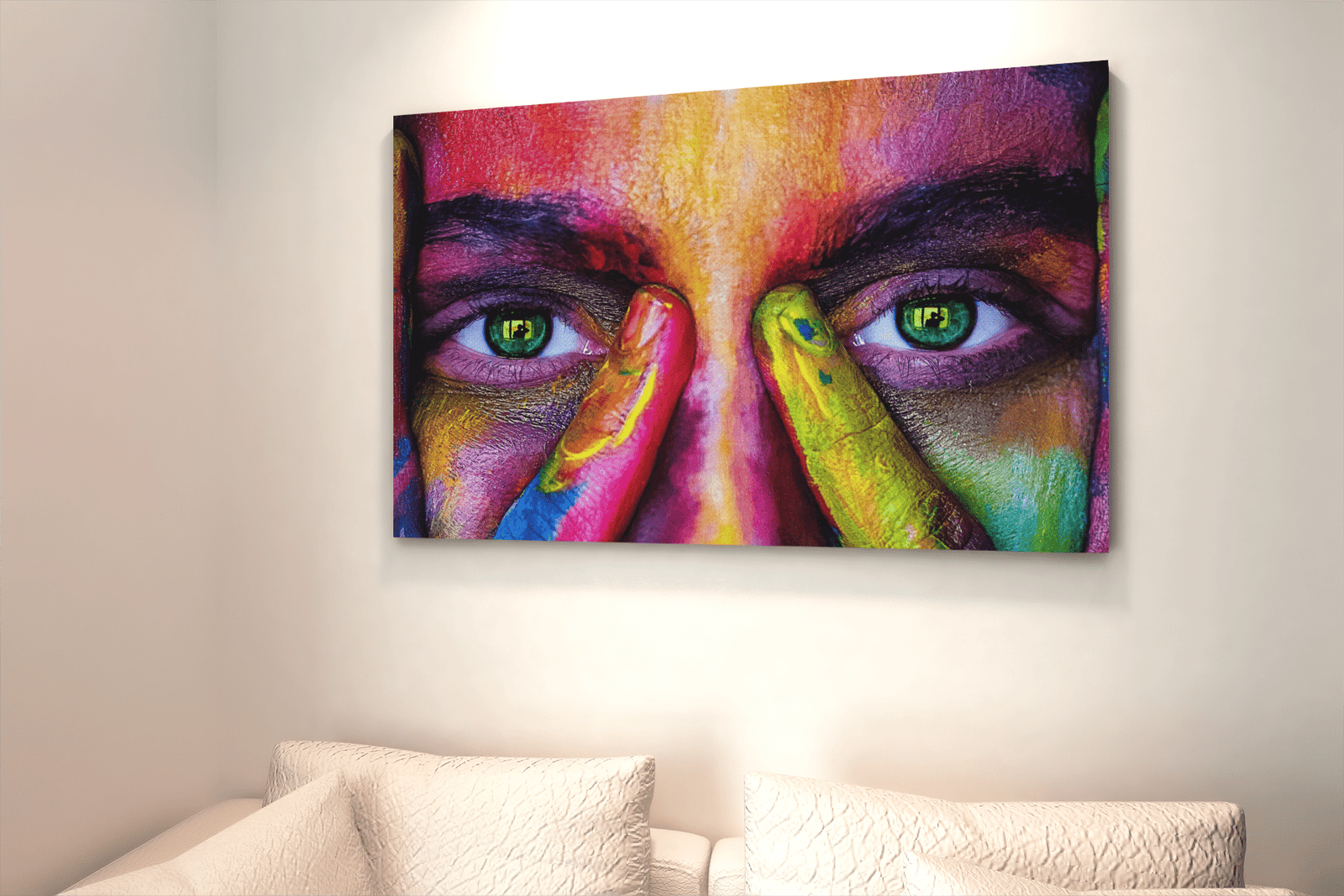 ALIVA 1249 gekleurde vrouw gezicht canvas schilderij c