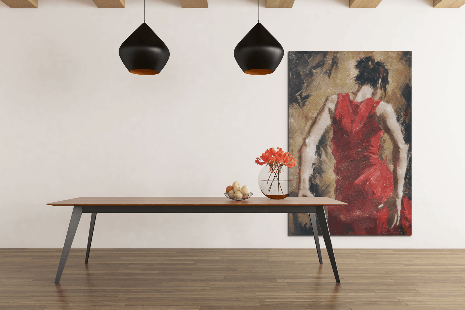 ALIVA 1258 vrouw in rode jurk canvas schilderij c