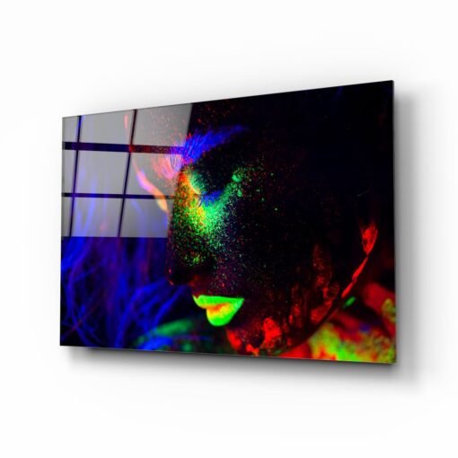 Neon Vrouw Glasschilderij