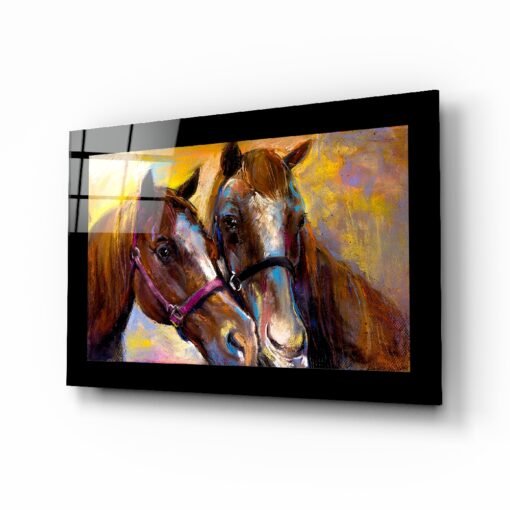 Paarden Glasschilderij