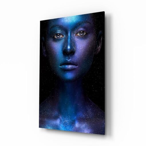 Mystiek blauw Vrouw Glasschilderij