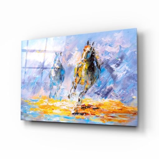 Rennende Paarden Glasschilderij