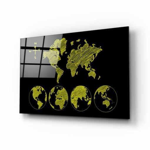 Wereldkaart Glasschilderij