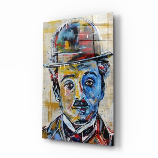 Charlie Chaplin Glasschilderij