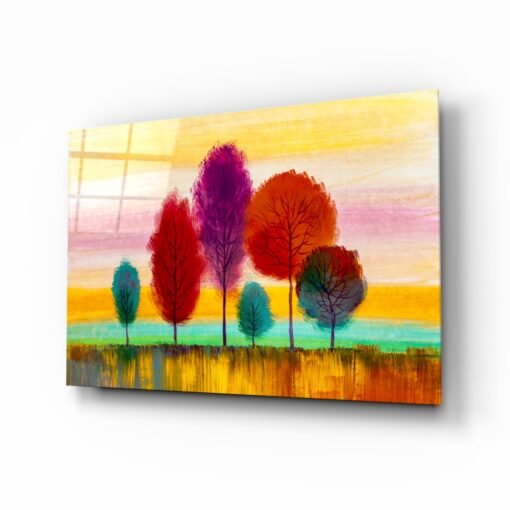 Glasschilderij Bomen Kleurrijk