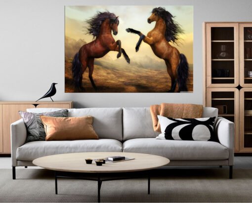 Bruine Paarden Canvas Schilderij