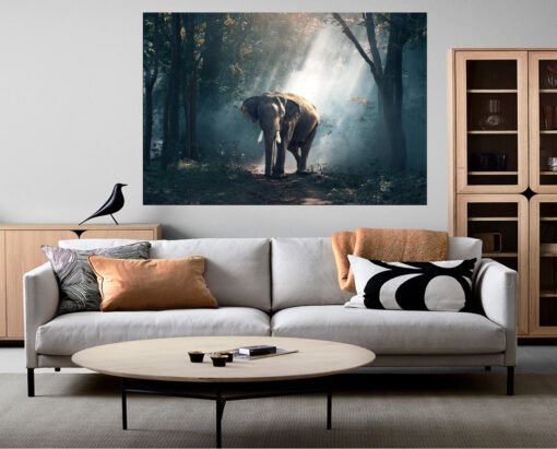 Olifant in het bos Canvas Schilderij
