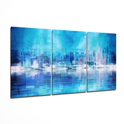 Abstract Blauwe Stad Glasschilderij