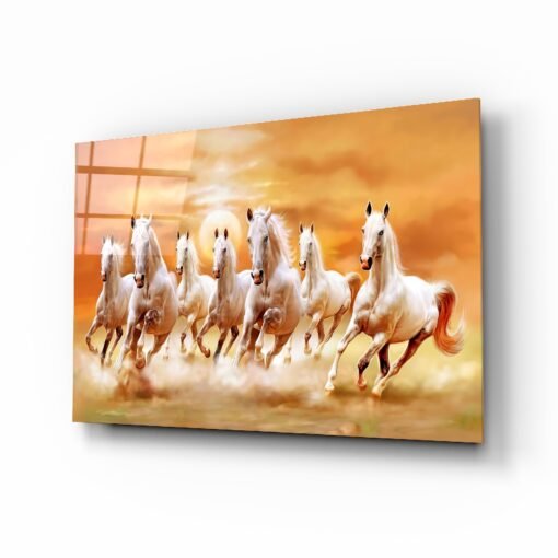 Rennende Witte Paarden | Glasschilderij