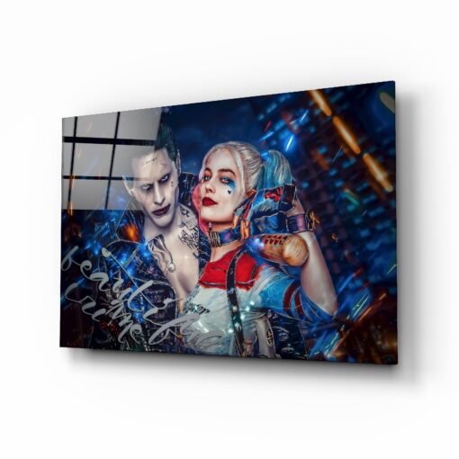 Harley Quinn en Joker | Glasschilderij