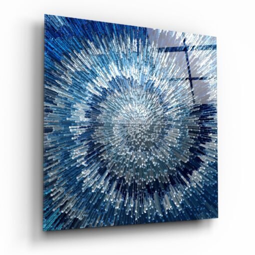 Blauwe Werveling Glasschilderij