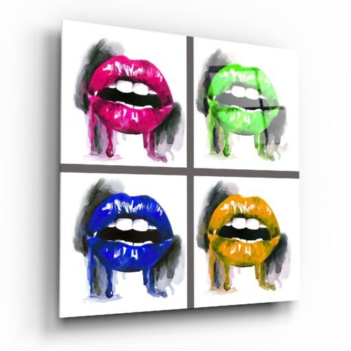 Gekleurde Lippen Glasschilderij