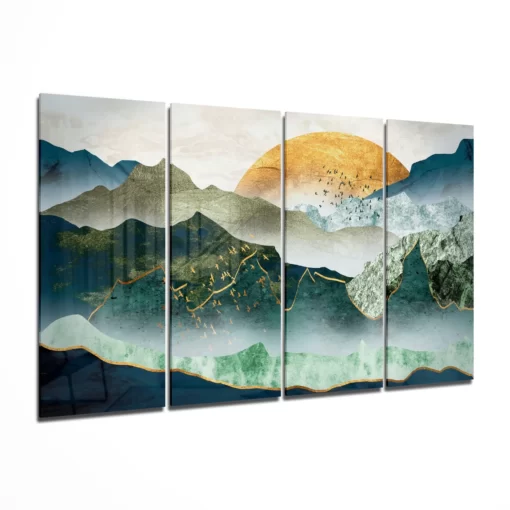 Japanse zonsondergang Glasschilderij