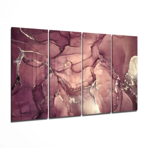 Roze Marmer 4-DeligGlasschilderij