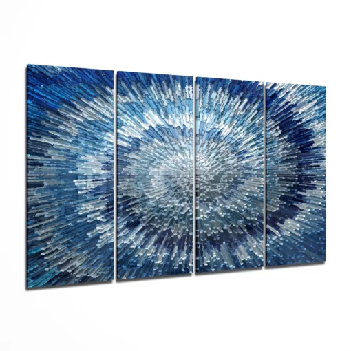 Blauwe Spiraal 4-Delig Glasschilderij