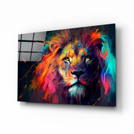 leeuw-kleurrijk-Glasschilderij