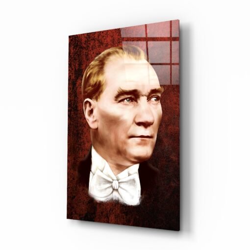 Atatürk portret rood Glasschilderij