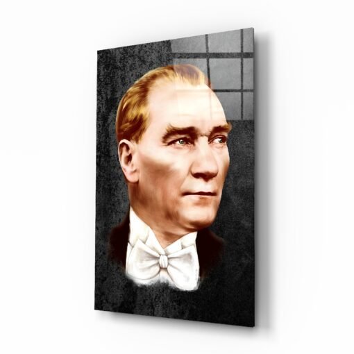 Atatürk portret zwart Glasschilderij