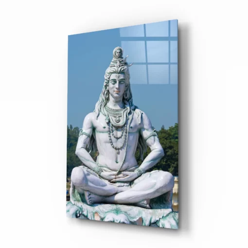 Shiva in meditatie Glasschilderij