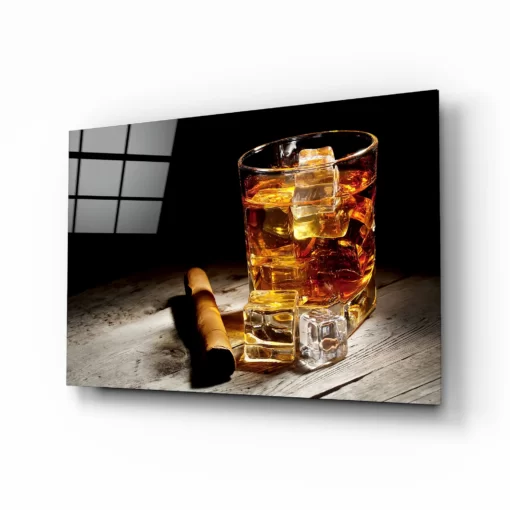 Whisky met ijs Glasschilderij