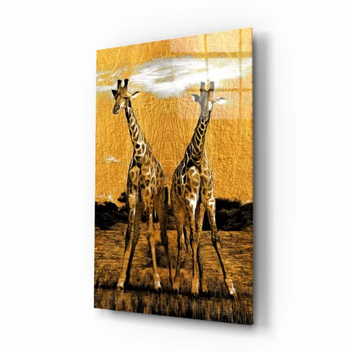Dieren Glasschilderij Giraffen
