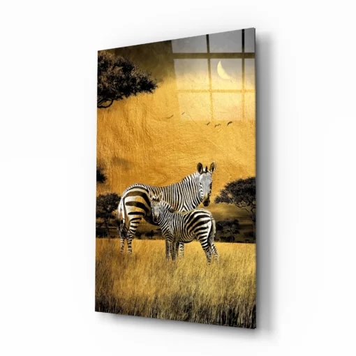 Zebra's Dieren Glasschilderij