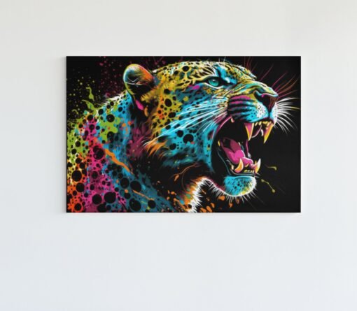 ALIVA 1082 wild dieren canvas schilderij luipaard kleurrijk